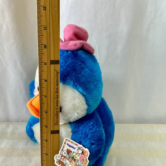 VTG Blue Penguin Plush Commonwealth Toys Huggables Pink Hat Floral Tie Stuffed - Picture 8 of 10